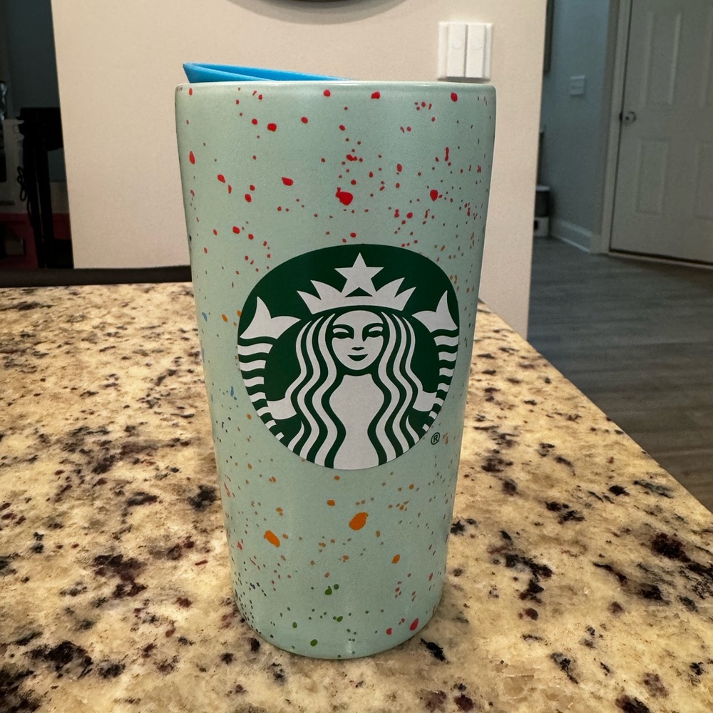 Starbucks Mint Green Easter Egg Speckled
Ceramic Travel Tumbler Mug 12oz NWT